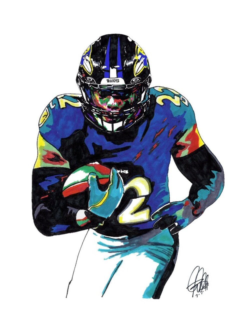 Derrick Henry Baltimore Ravens Football Sports Print Poster Wall Art 11x17